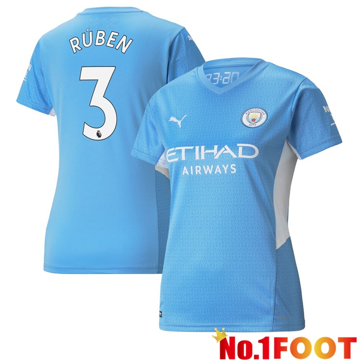 Manchester City (RUBEN 3) Womens Home Jersey Light Blue 2021/2022