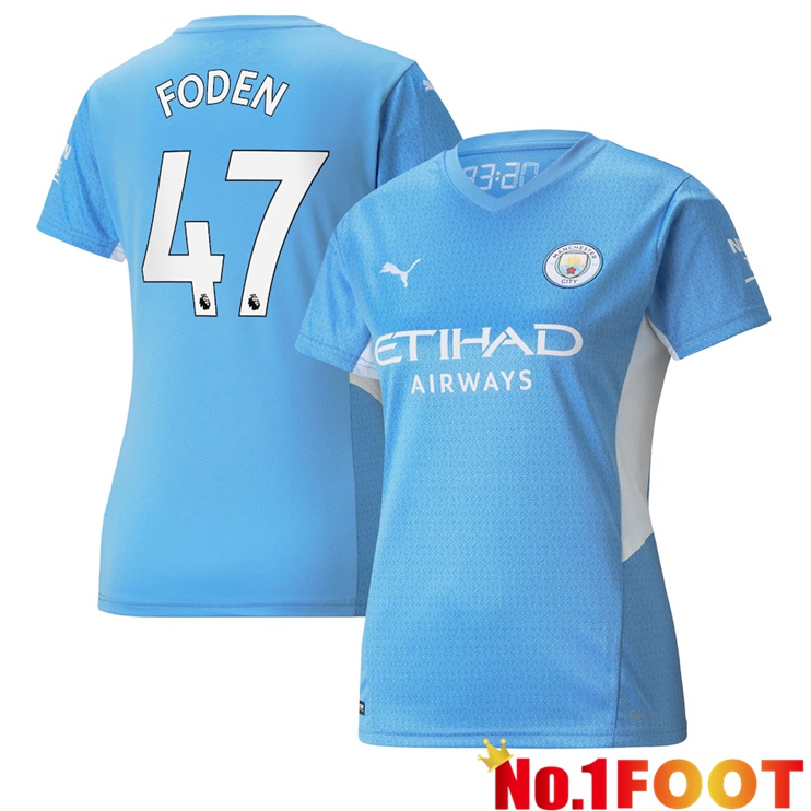 Manchester City (FODEN 47) Womens Home Jersey Light Blue 2021/2022