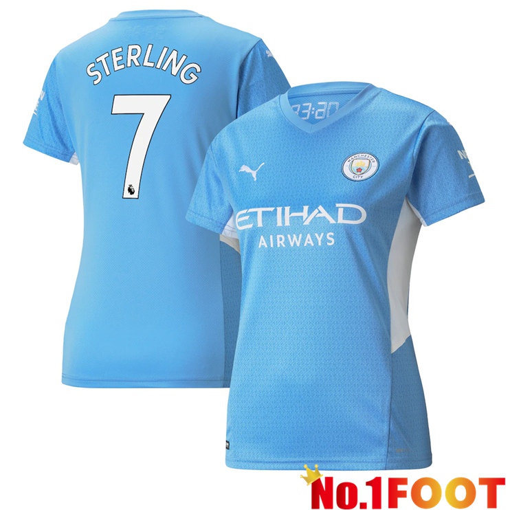 Manchester City (STERLING 7) Womens Home Jersey Light Blue 2021/2022