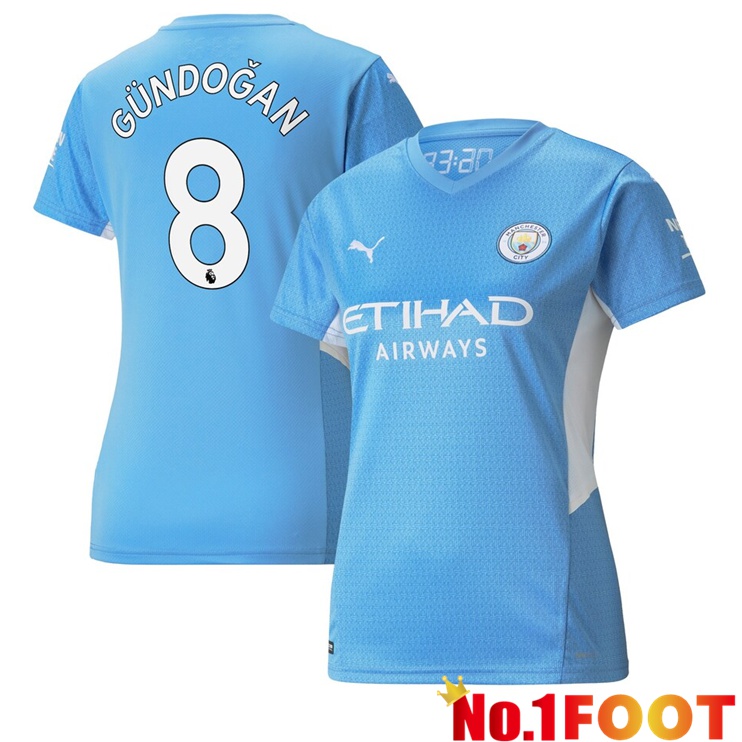 Manchester City (GÜNDOĞAN 8) Womens Home Jersey Light Blue 2021/2022