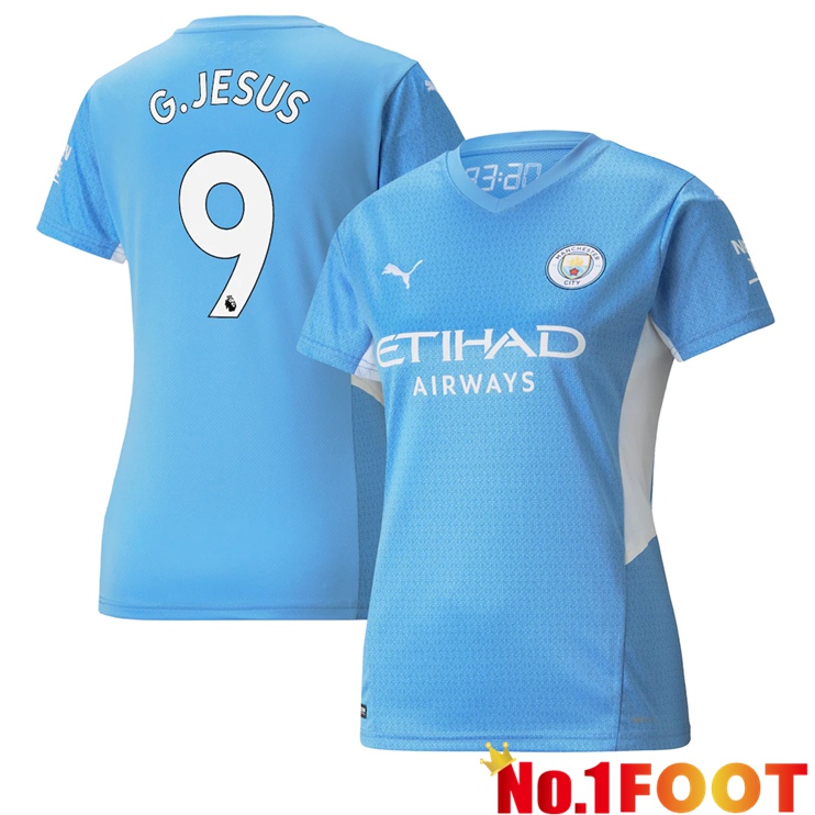 Manchester City (G.JESUS 9) Womens Home Jersey Light Blue 2021/2022