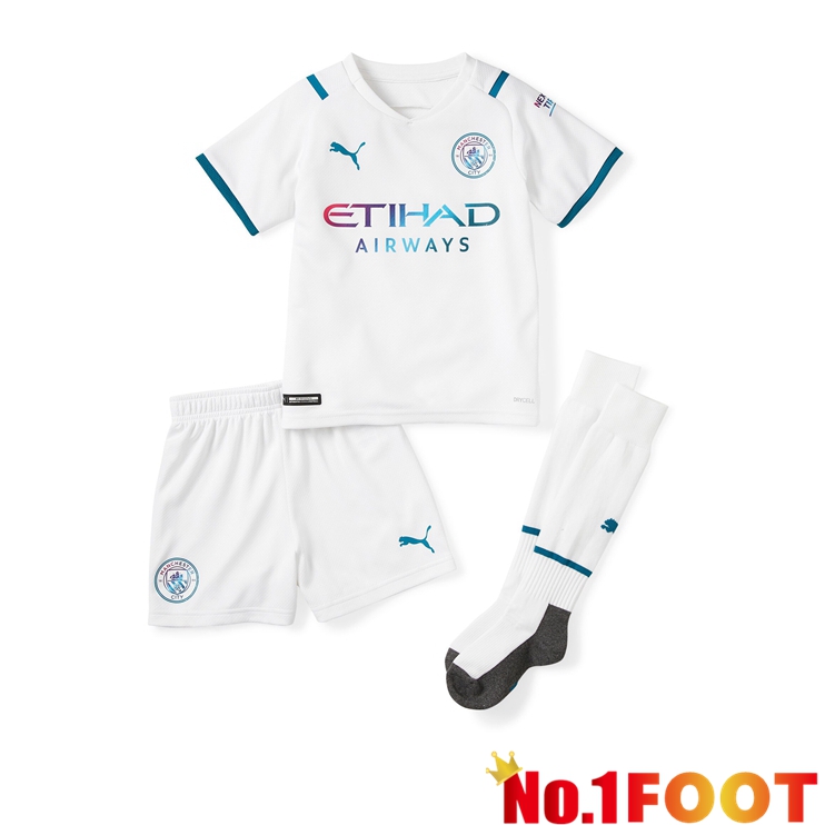 Manchester City Kids Away Jersey White 2021/2022