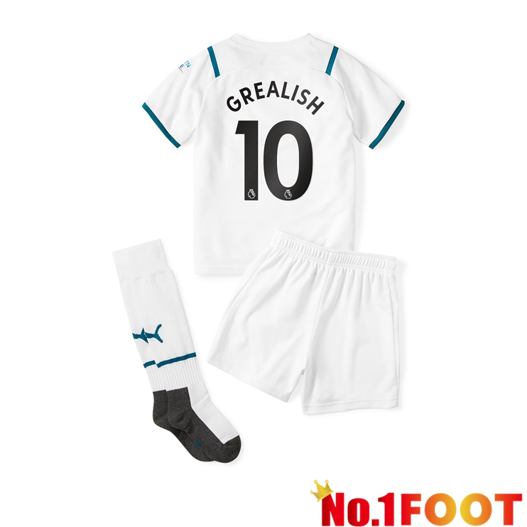 Manchester City (GREALISH 10) Kids Away Jersey White 2021/2022