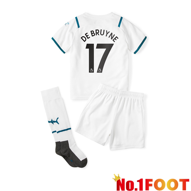 Manchester City (DE BRUYNE 17) Kids Away Jersey White 2021/2022