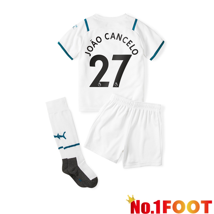 Manchester City (João Cancelo 27) Kids Away Jersey White 2021/2022