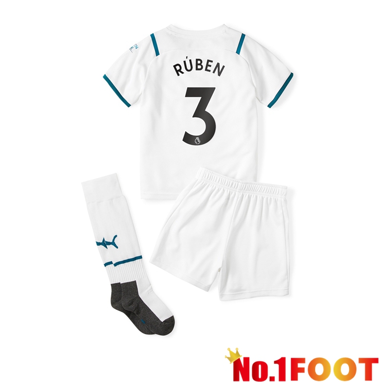 Manchester City (RUBEN 3) Kids Away Jersey White 2021/2022