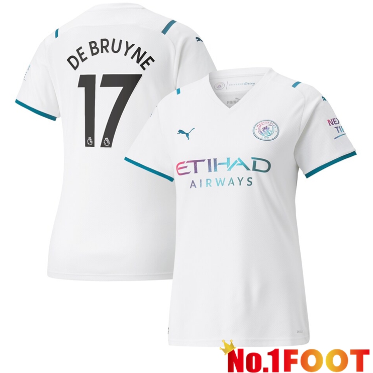 Manchester City (DE BRUYNE 17) Womens Away Jersey White 2021/2022