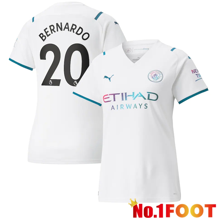 Manchester City (Bernardo 20) Womens Away Jersey White 2021/2022