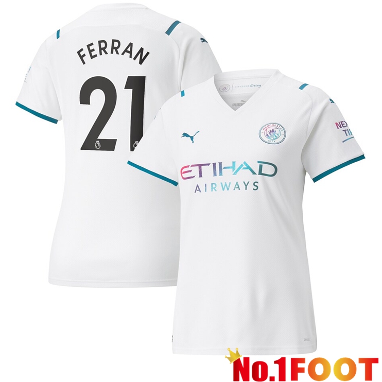 Manchester City (FERRAN 21) Womens Away Jersey White 2021/2022