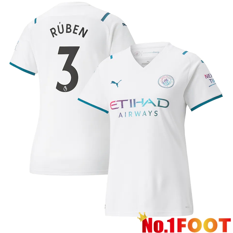 Manchester City (RUBEN 3) Womens Away Jersey White 2021/2022