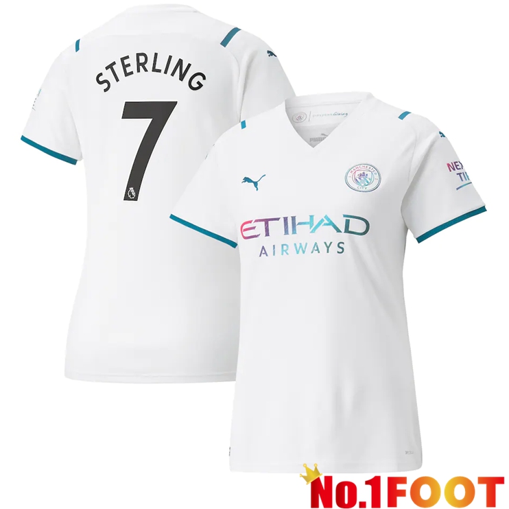 Manchester City (STERLING 7) Womens Away Jersey White 2021/2022