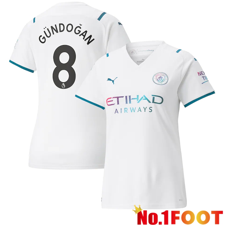 Manchester City (GÜNDOĞAN 8) Womens Away Jersey White 2021/2022