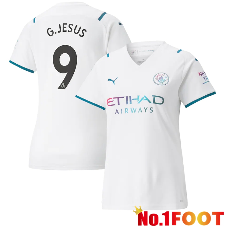 Manchester City (G.JESUS 9) Womens Away Jersey White 2021/2022