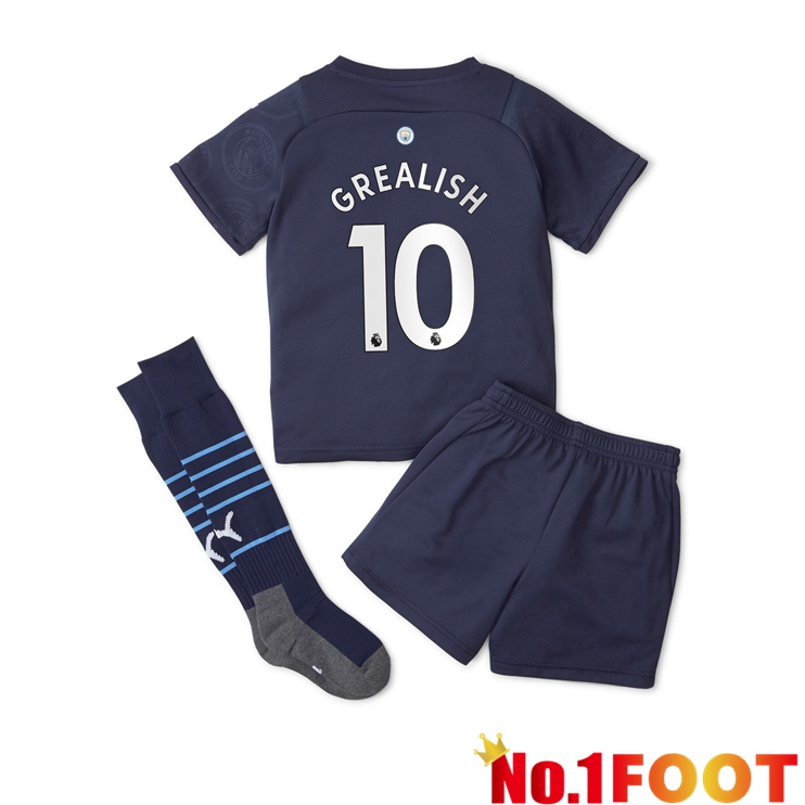 Manchester City (GREALISH 10) Kids Third Jersey Black 2021/2022