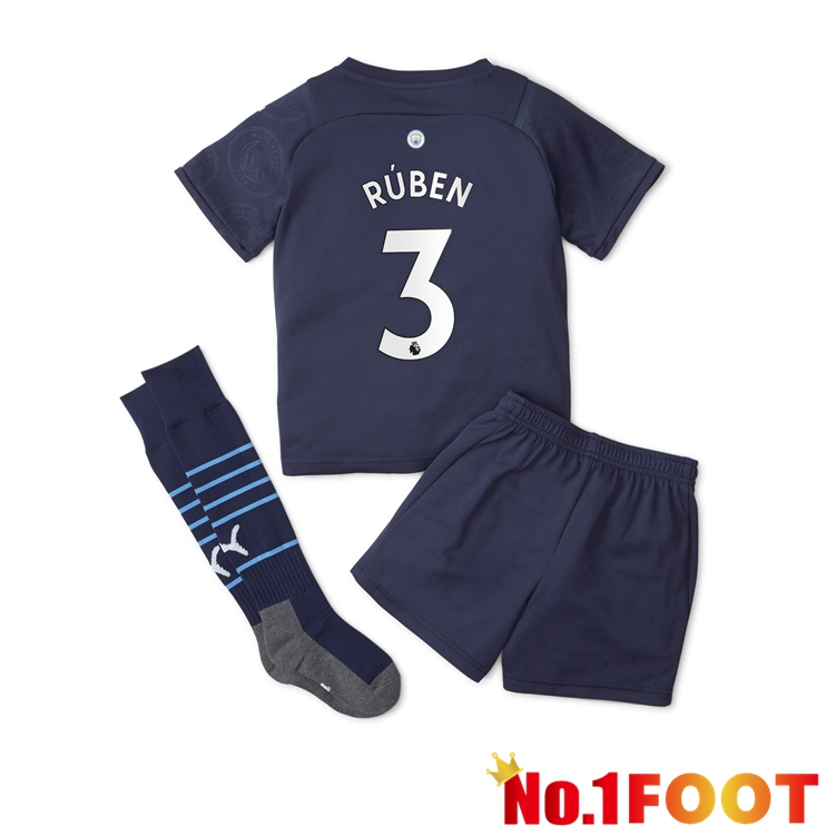 Manchester City (RUBEN 3) Kids Third Jersey Black 2021/2022