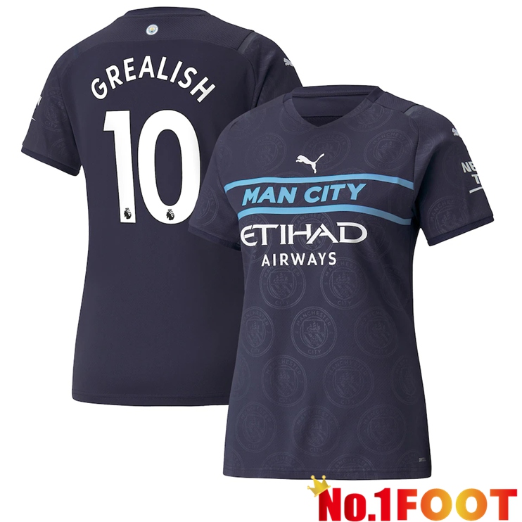 Manchester City (GREALISH 10) Womens Third Jersey Black 2021/2022