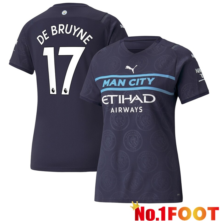 Manchester City (DE BRUYNE 17) Womens Third Jersey Black 2021/2022