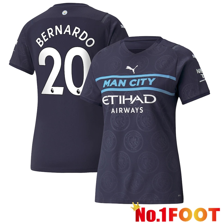 Manchester City (Bernardo 20) Womens Third Jersey Black 2021/2022