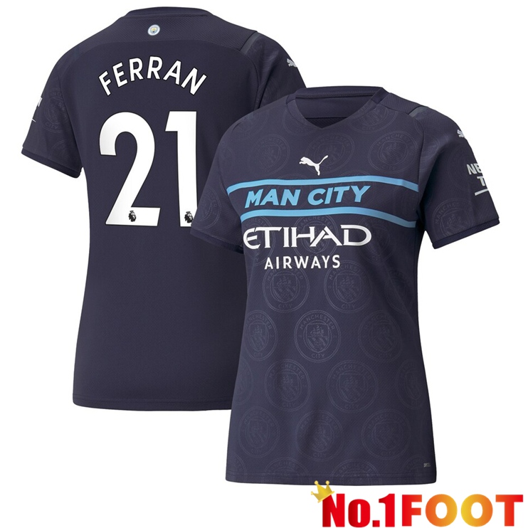 Manchester City (FERRAN 21) Womens Third Jersey Black 2021/2022