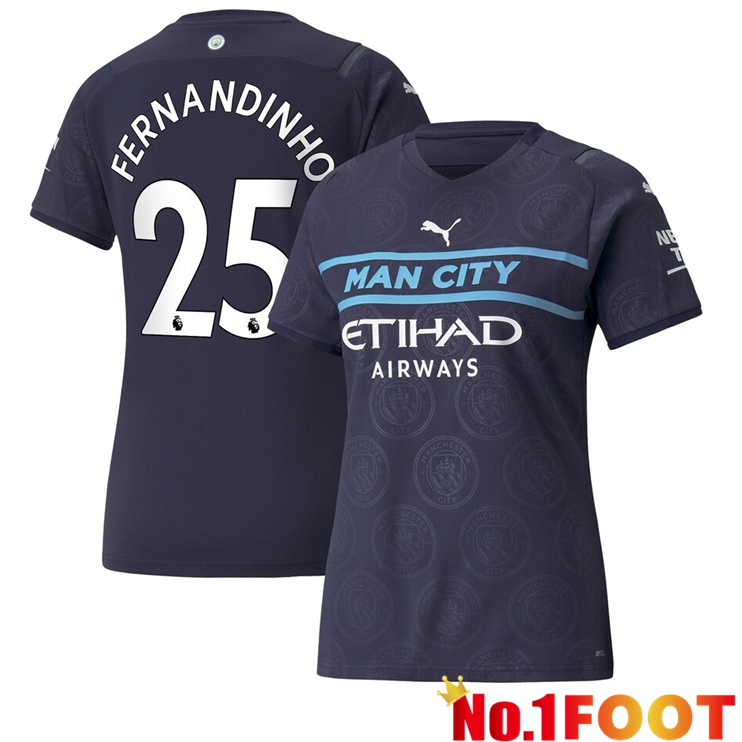 Manchester City (FERNANDINHO 25) Womens Third Jersey Black 2021/2022