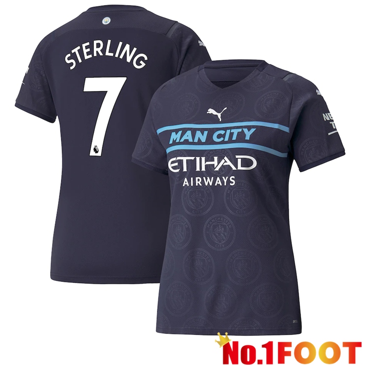 Manchester City (STERLING 7) Womens Third Jersey Black 2021/2022