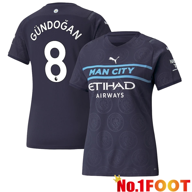 Manchester City (GÜNDOĞAN 8) Womens Third Jersey Black 2021/2022