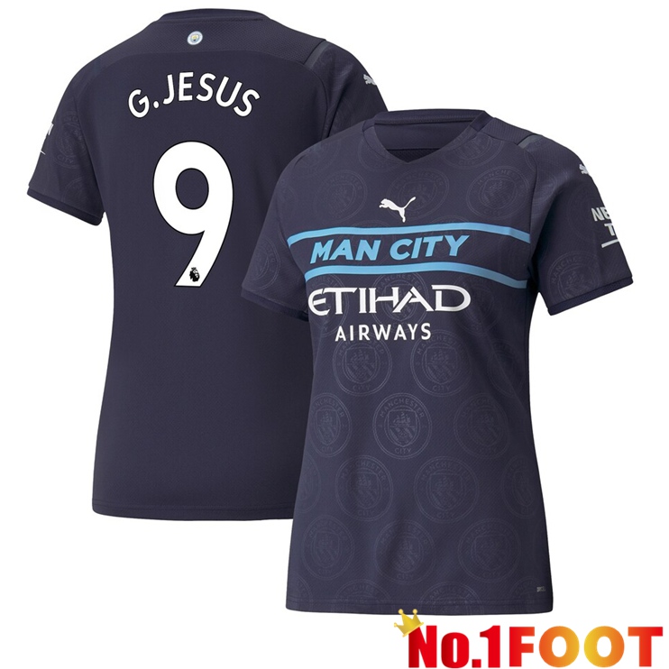 Manchester City (G.JESUS 9) Womens Third Jersey Black 2021/2022