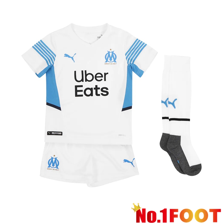 Olympique Marseille Kids Home Jersey White/Blue 2021/2022