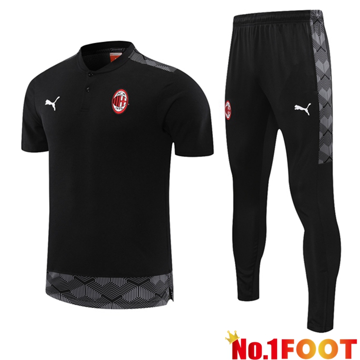 AC Milan Polo Shirt + Pants Black 2021/2022 - Click Image to Close