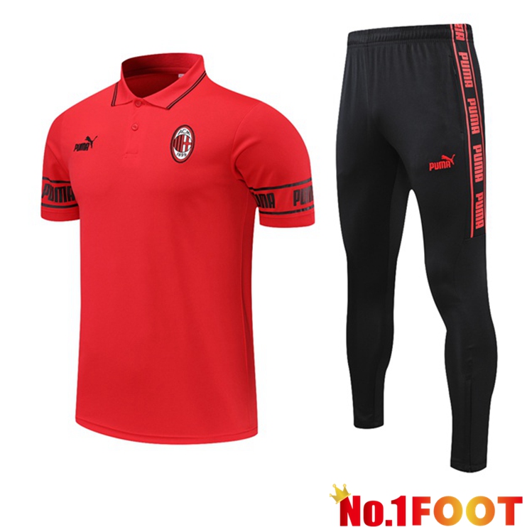 AC Milan Polo Shirt + Pants Red 2021/2022 - Click Image to Close