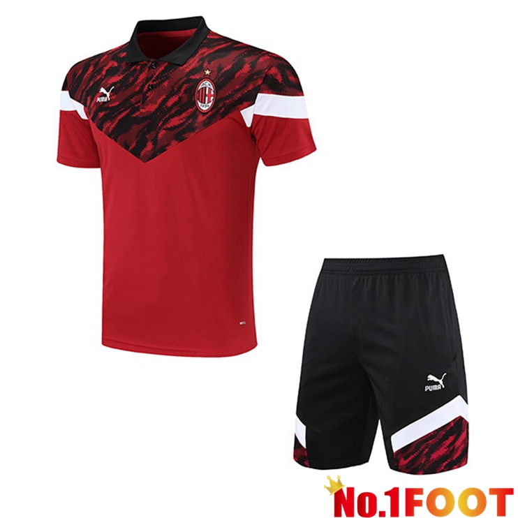 AC Milan Polo Shirt + Shorts Red 2021/2022