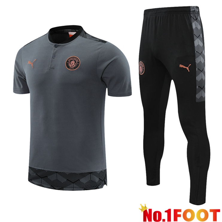 Manchester City Polo Shirt + Pants Grey 2021/2022