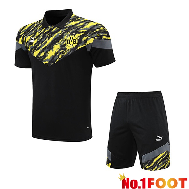 Dortmund Polo Shirt + Shorts Black Yellow 2021/2022