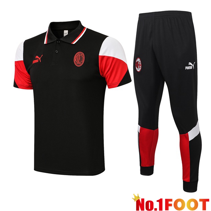 AC Milan Polo Shirt + Pants Black 2021/2022 - Click Image to Close