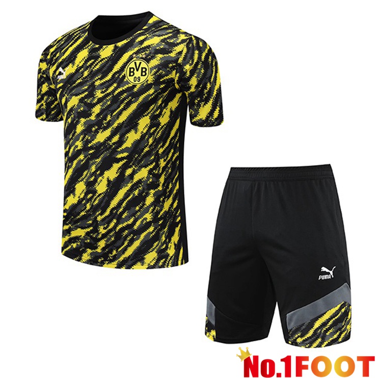 Dortmund Training T Shirt + Shorts Yellow Black 2021/2022