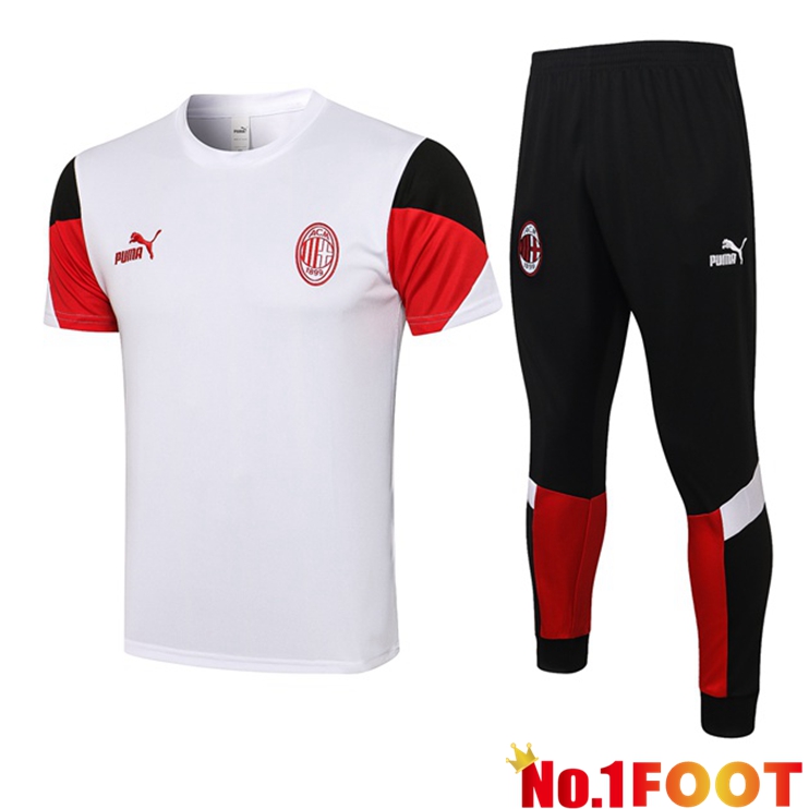 AC Milan Training T Shirt + Pants White Red 2021/2022