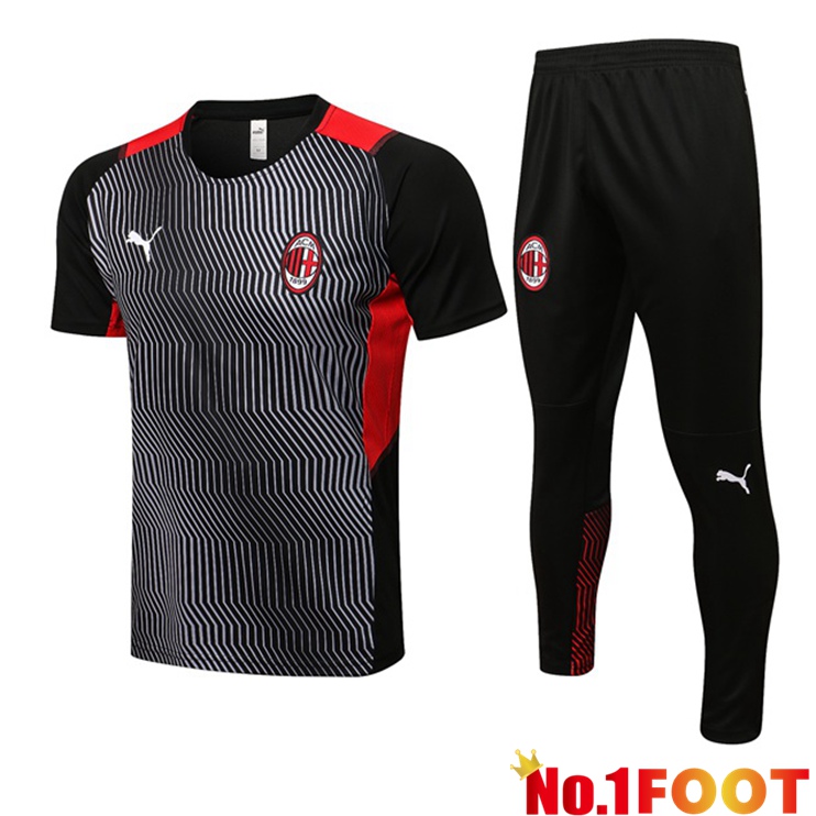 AC Milan Training T Shirt + Pants Black 2021/2022