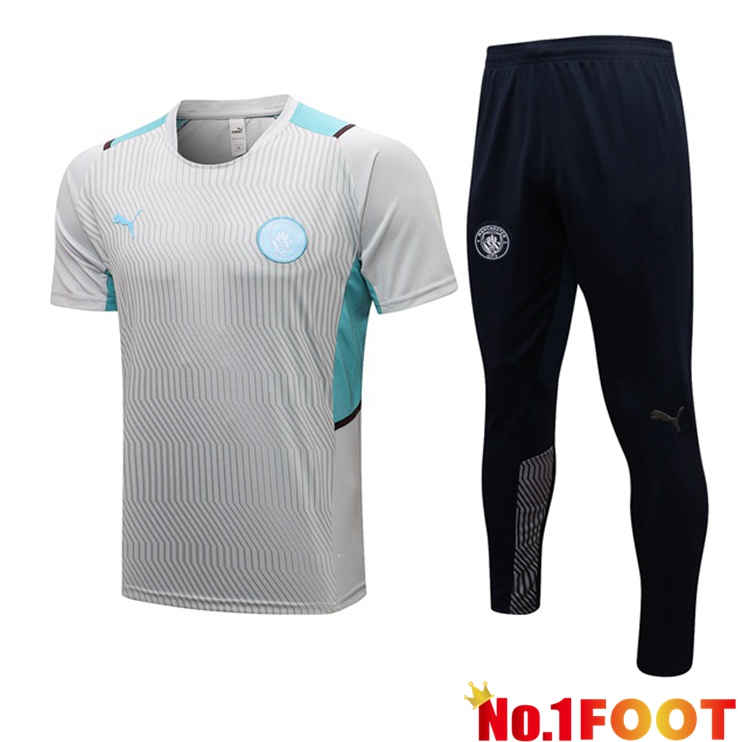 Manchester City Training T Shirt + Pants Grey 2021/2022