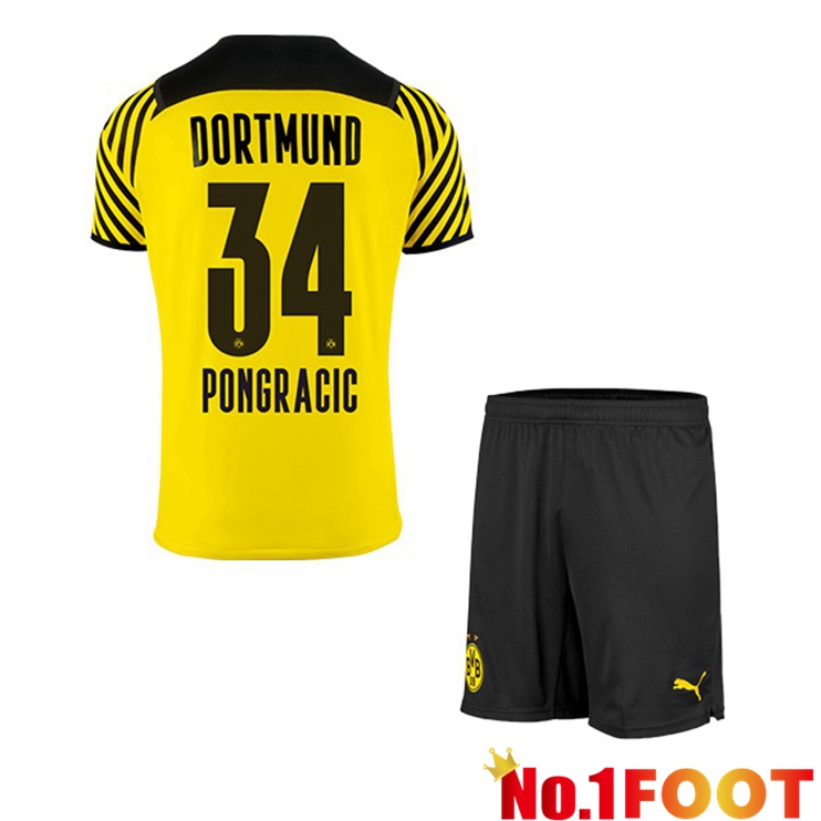 Dortmund (Pongracic 34) Kids Home Jersey Yellow 2021/22