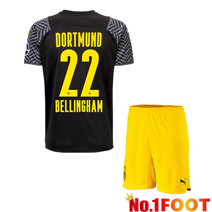 Dortmund (Bellingham 22) Kids Away Jersey Black 2021/22