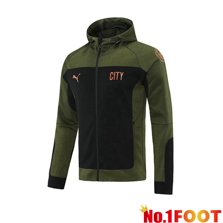 Manchester City Training Jacket Hoodie Green Black 2021/2022