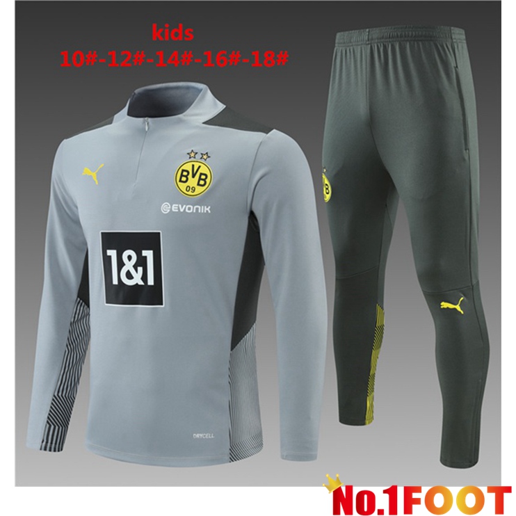 Borussia Dortmund Kids Training Tracksuit Grey 2021/2022