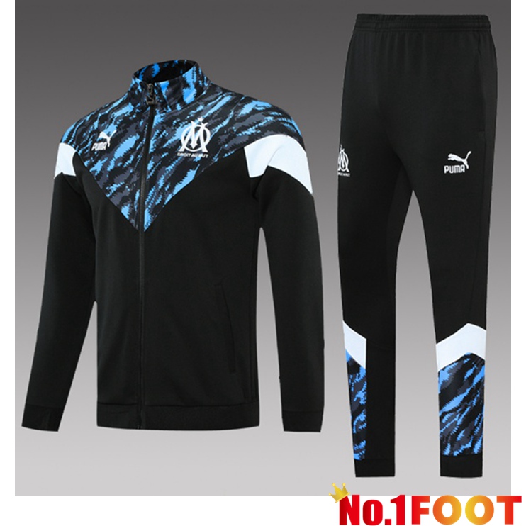 Marseille OM Kids Training Tracksuit Black Blue 2021/2022