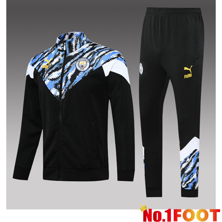 Manchester City Kids Training Tracksuit Black Blue 2021/2022