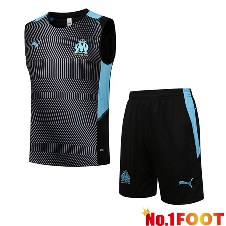 Marseille OM Football Vest + Shorts Black Blue 2021/2022