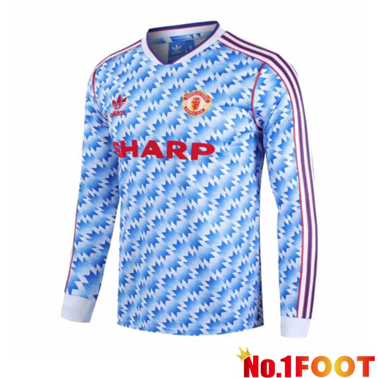 Manchester United Retro Away Jersey Long sleeve Blue 1990-1992