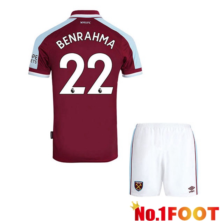 West Ham United (BENRAHMA 22) Kids Home Jersey Red 2021/22