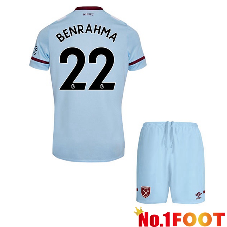 West Ham United (BENRAHMA 22) Kids Away Jersey Blue 2021/22