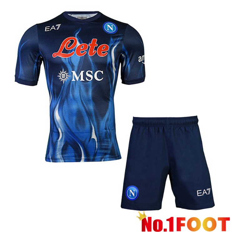 SSC Napoli Kids Third Jerseys Blue 2021-2022 - Click Image to Close