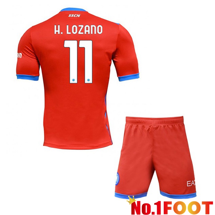 SSC Napoli (Lozano 11) Kids Four Jerseysth Red 2021-2022